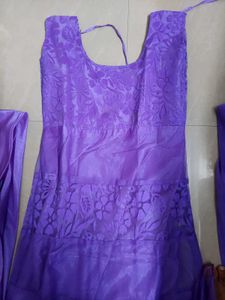 Brass Net Kurti With Pant And Dupatta