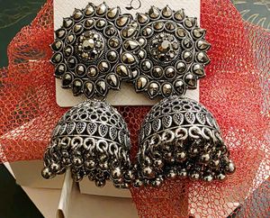 Festive Black kundan Jhumka