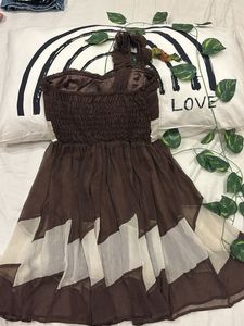 Brown One-Shoulder Dress