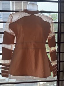 Peach Sheer Panel Top
