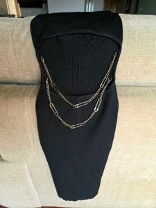 BERSHKA Black w gold chains Bodycon Mini Dress