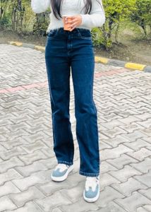 Dark Blue Straight Leg Jeans