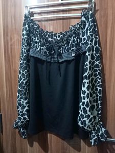 Blousy Black Silk Top For Womens