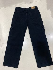 Black Denim Cargo Pants