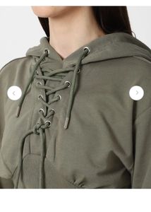 Olive Green Tie-Up Neck Crop Top