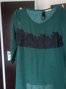 Green Top with Black Patch Work