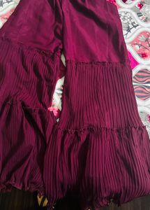 Elegant Maroon Kurta Sharara Set
