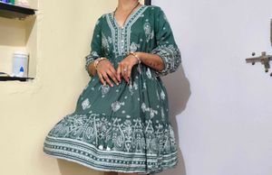 Boho Green Print Dress