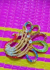 Rhinestone Peacock Brooch