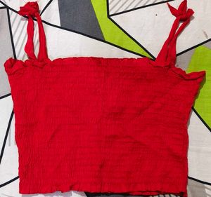 Red Tie Strap Crop Top