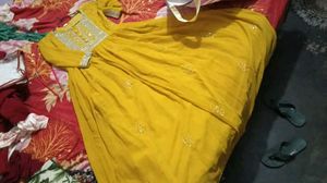 Yellow Embroidered Anarkali Kurti