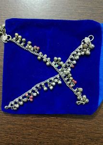 Vintage Silver Anklets with Bells