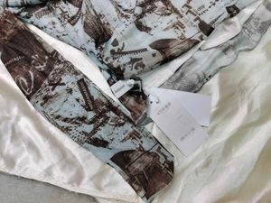 Abstract Print Sheer Tie Top