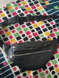 Black Leather Belt Bag