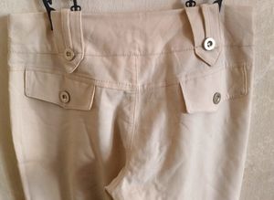 Low Waist Beige Trousers
