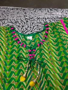 pink and green colour kurta