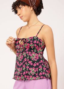 DressBerry Floral Tie-Up Neck Top
