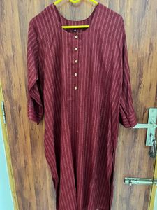 Maroon Striped Kurta
