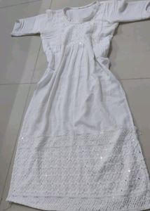 White Pure Cotton🤍With Thread Work Kurti
