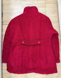 Korean Dark Red Herringbone Coat