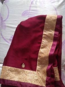 Elegant Maroon Saree with Gold Border