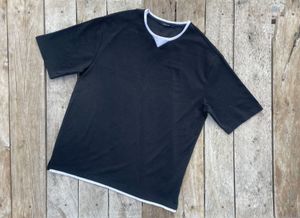 Black T-Shirt with White Trim