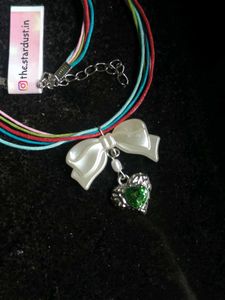 Y2K Coquette Bow Colorful Cord Necklace