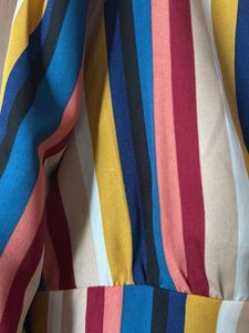 Striped V-Neck High Low Pattern Top