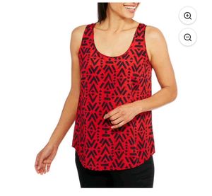 Red & Black Print Tank Top