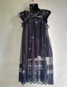 Black Lace Detail Lingerie Dress