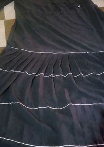 Elegant Black Abaya with Silver Detail