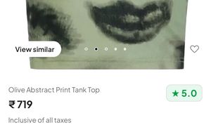 Newme Olive Abstract Print Tank Top