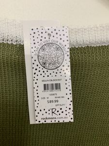 khaki green and white sweater with gold sequins