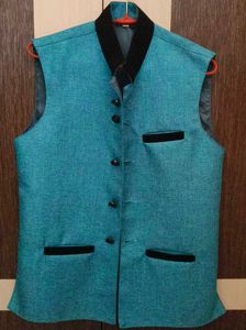 Teal Waistcoat with Black Trim