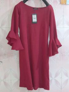 Burgundy Bell Sleeve Dress
