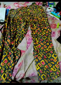 Yellow Printed Kurta With Knot At Back  Tulip Pant