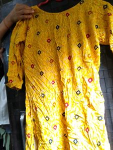 Yellow Printed Kurti
