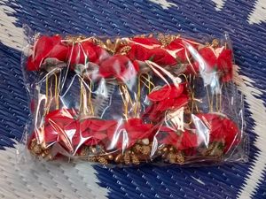 Red Flower Hair Pins