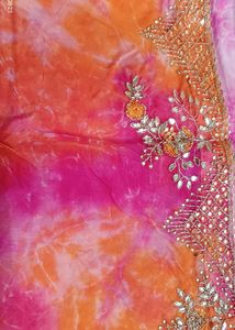 Organza Mirror Work Tie Die Saree
