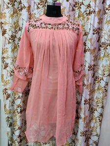 Peach Embroidered Top