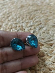 Teardrop Blue Earrings - crystals
