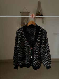PRINTED JACQUARD BUTTONED DOWN CARDIGAN