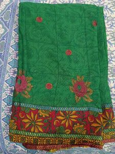 Beautiful Green Saree With Blouse