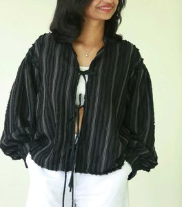 Striped Tie-Front Shirt
