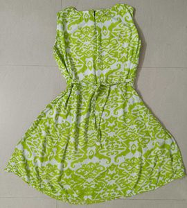 Green &amp; White Printed Dress