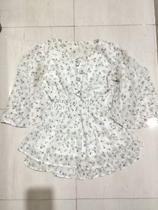 White Floral Top For Women