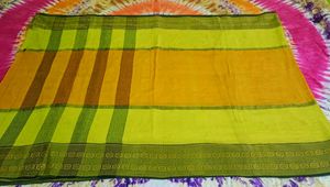 Yellow &amp; Olive Green Saree