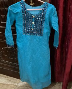 Blue Embroidery Kurti
