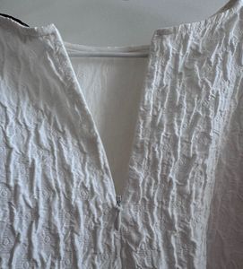 Zara Puff Sleeve Off White Textured Top