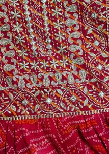 Libas Bandhani Yoke Design Mirror Work Kurta Set